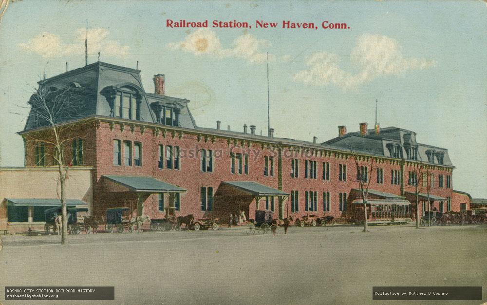 Postcard: Railroad Station, New Haven, Connecticut